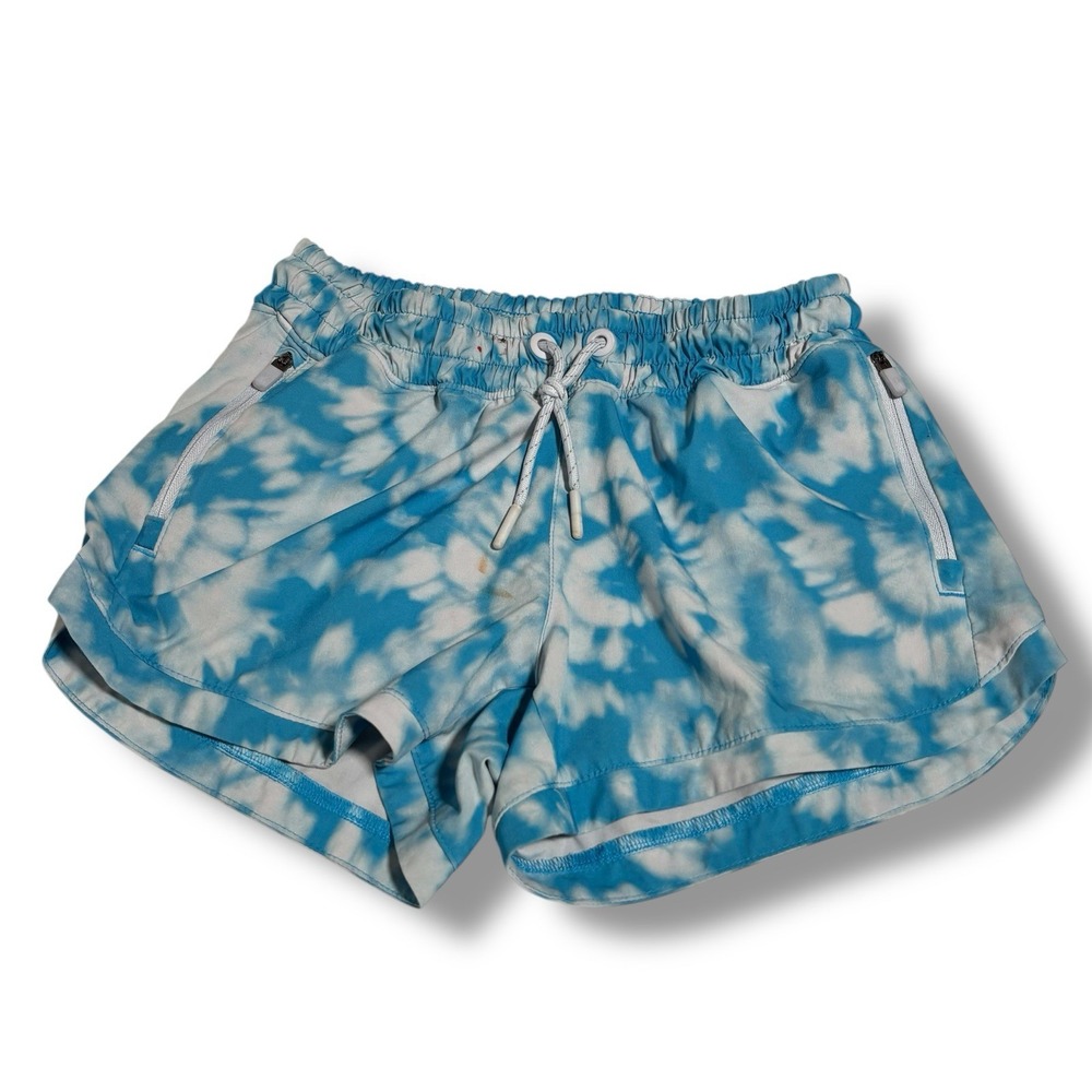 Athleta Girl Blue Marbled Tie Dye Active Running Shorts *Stained Size‎ Medium